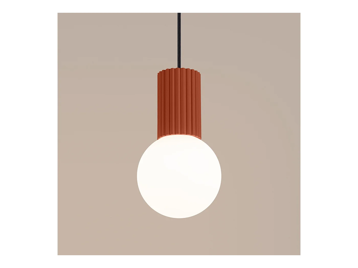 Hanglamp Halo Modern Van  - 1 Lichtbronnen - L.12 X H.120 Cm - Rode Oker