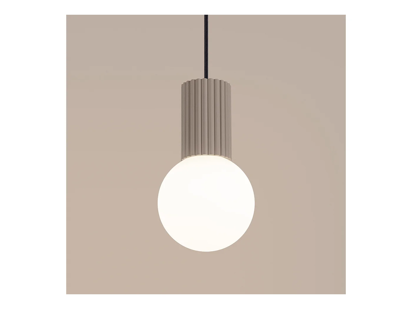 Lampe À Suspension Halo Moderne En Aluminium/Verre - 1 Sources Lumineuses - L.12 X H.120 Cm - Taupe