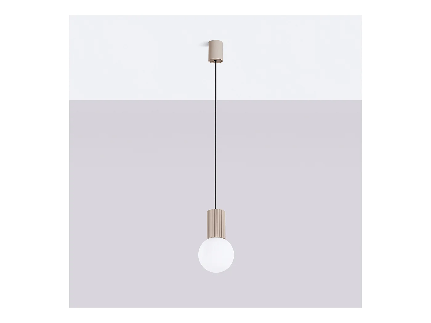 Lampa Wisząca Nowoczesny Halo, Aluminium/Szkło - 1 Źródło - L.12 X H.120 Cm - Taupe