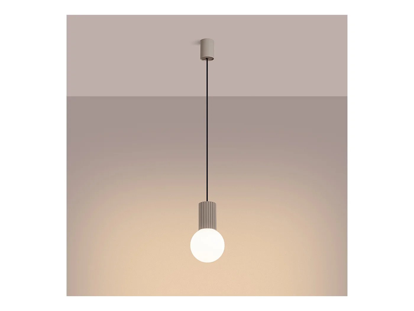 Lampa Wisząca Nowoczesny Halo, Aluminium/Szkło - 1 Źródło - L.12 X H.120 Cm - Taupe
