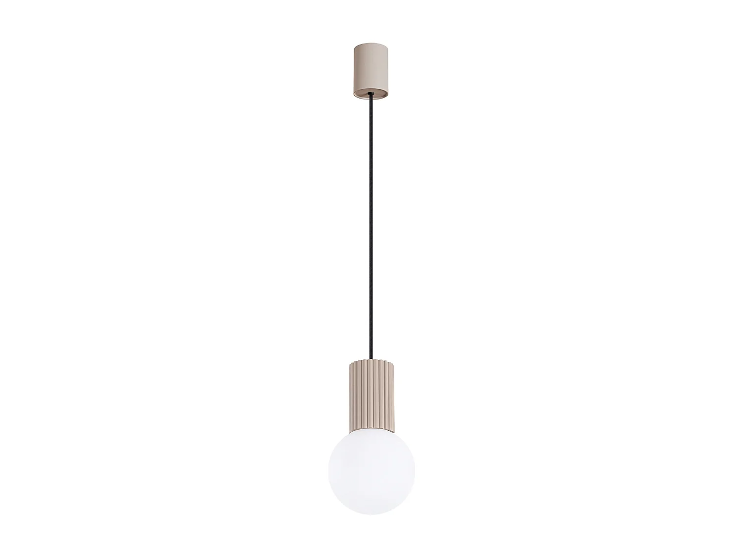 Lampe À Suspension Halo Moderne En Aluminium/Verre - 1 Sources Lumineuses - L.12 X H.120 Cm - Taupe