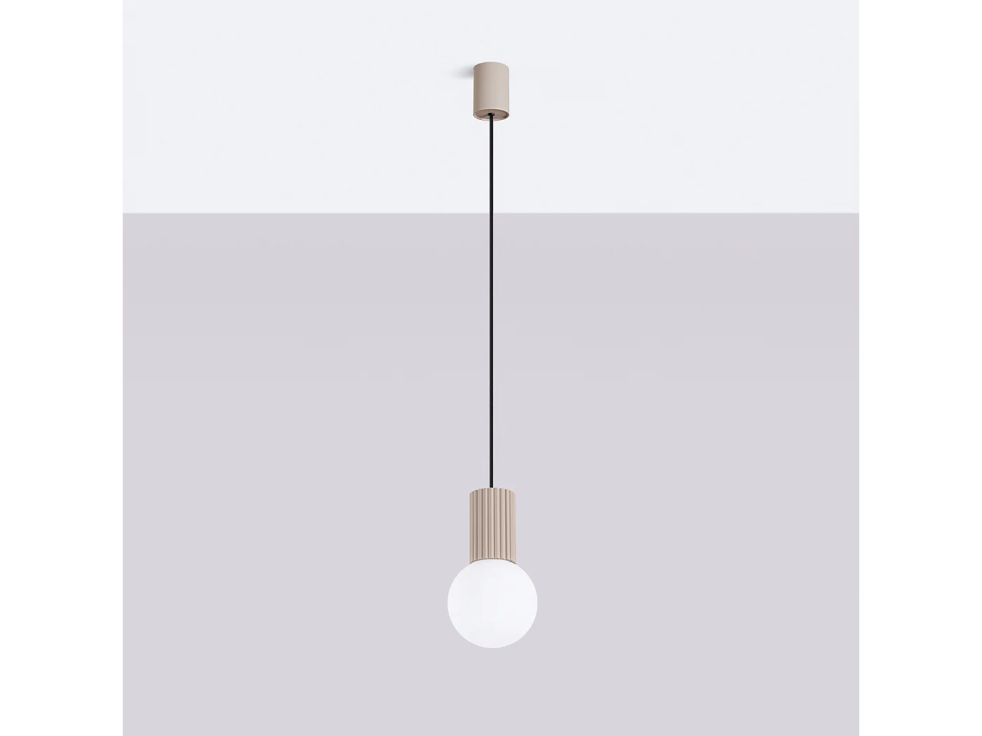 Lampe À Suspension Halo Moderne En Aluminium/Verre - 1 Sources Lumineuses - L.12 X H.120 Cm - Taupe