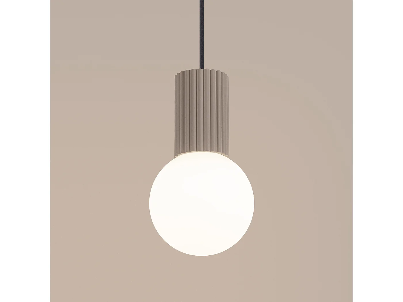 Lampe À Suspension Halo Moderne En Aluminium/Verre - 1 Sources Lumineuses - L.12 X H.120 Cm - Taupe