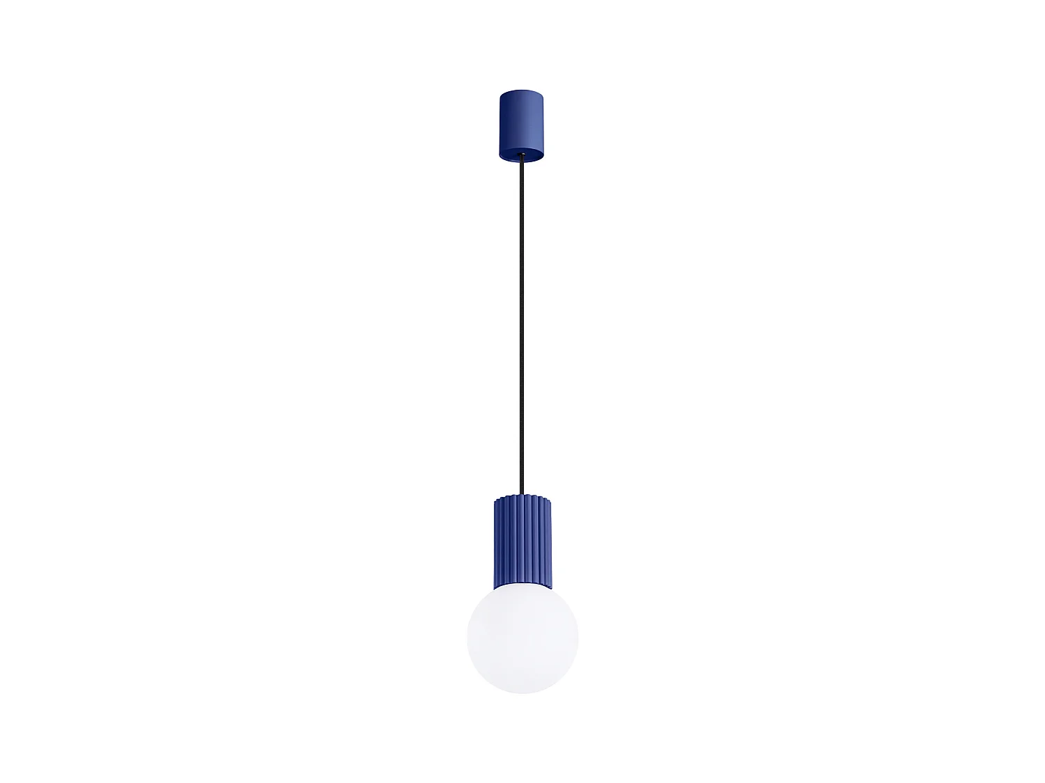 Lampe À Suspension Halo Moderne En Aluminium/Verre - 1 Sources Lumineuses - L.12 X H.120 Cm - Outremer