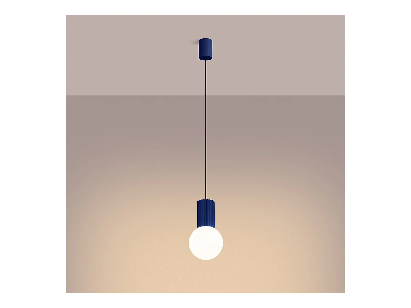 Lampe À Suspension Halo Moderne En Aluminium/Verre - 1 Sources Lumineuses - L.12 X H.120 Cm - Outremer