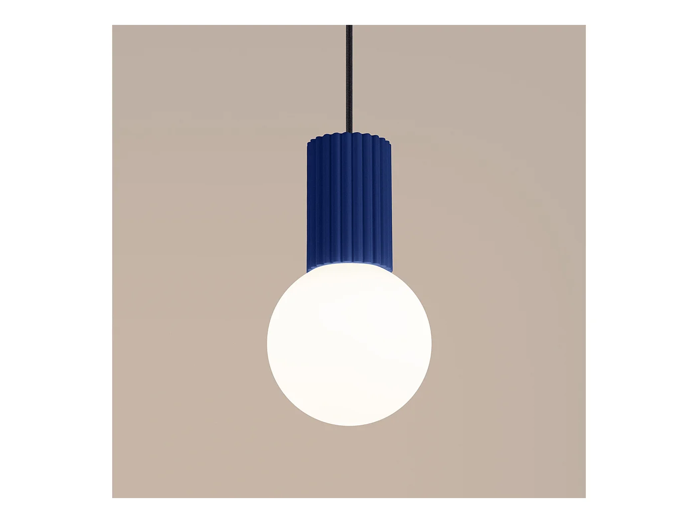 Lampe À Suspension Halo Moderne En Aluminium/Verre - 1 Sources Lumineuses - L.12 X H.120 Cm - Outremer