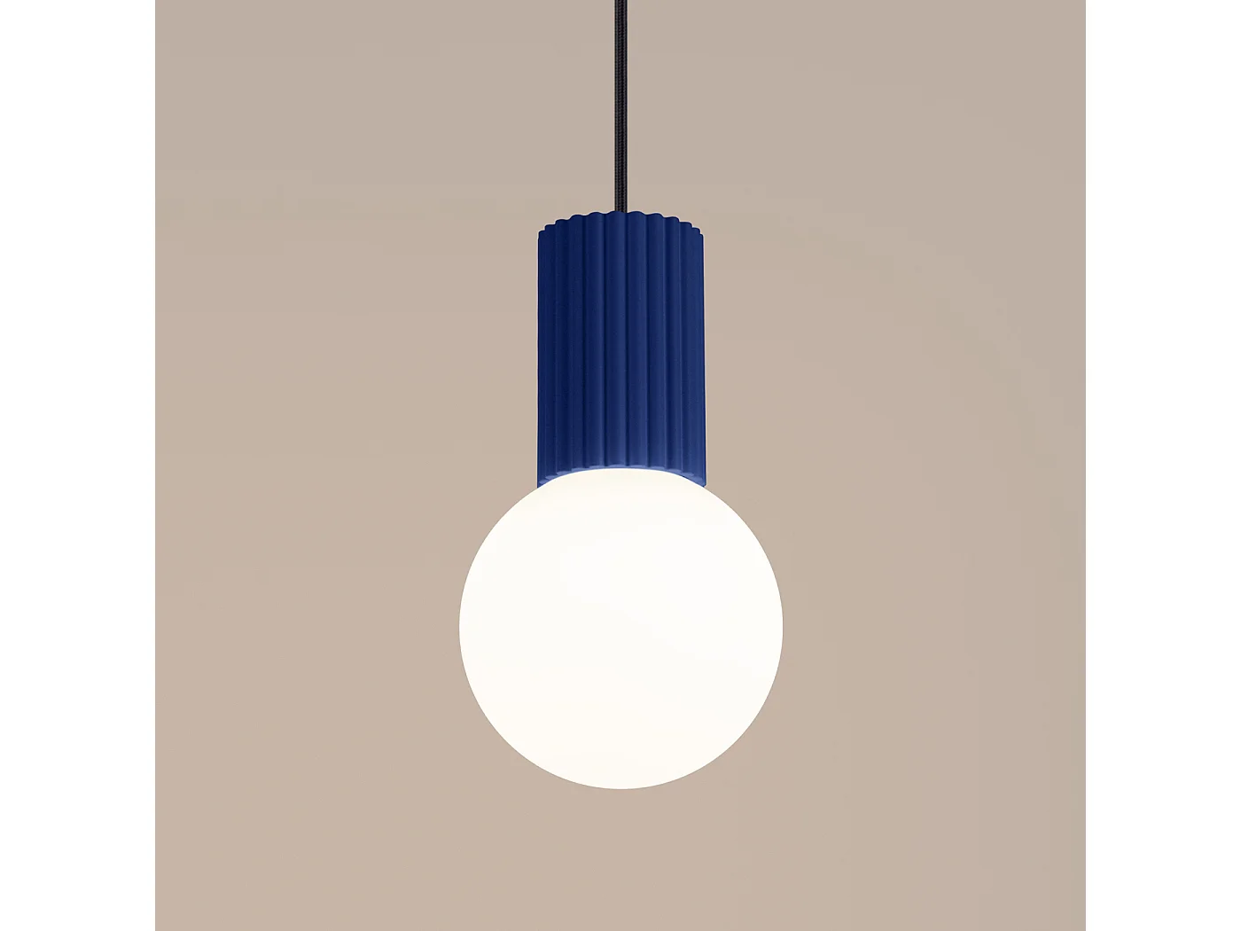 Lampe À Suspension Halo Moderne En Aluminium/Verre - 1 Sources Lumineuses - L.12 X H.120 Cm - Outremer