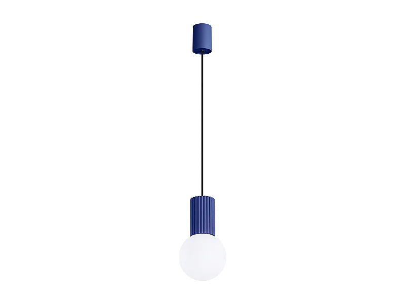 Lampe À Suspension Halo Moderne En Aluminium/Verre - 1 Sources Lumineuses - L.12 X H.120 Cm - Outremer