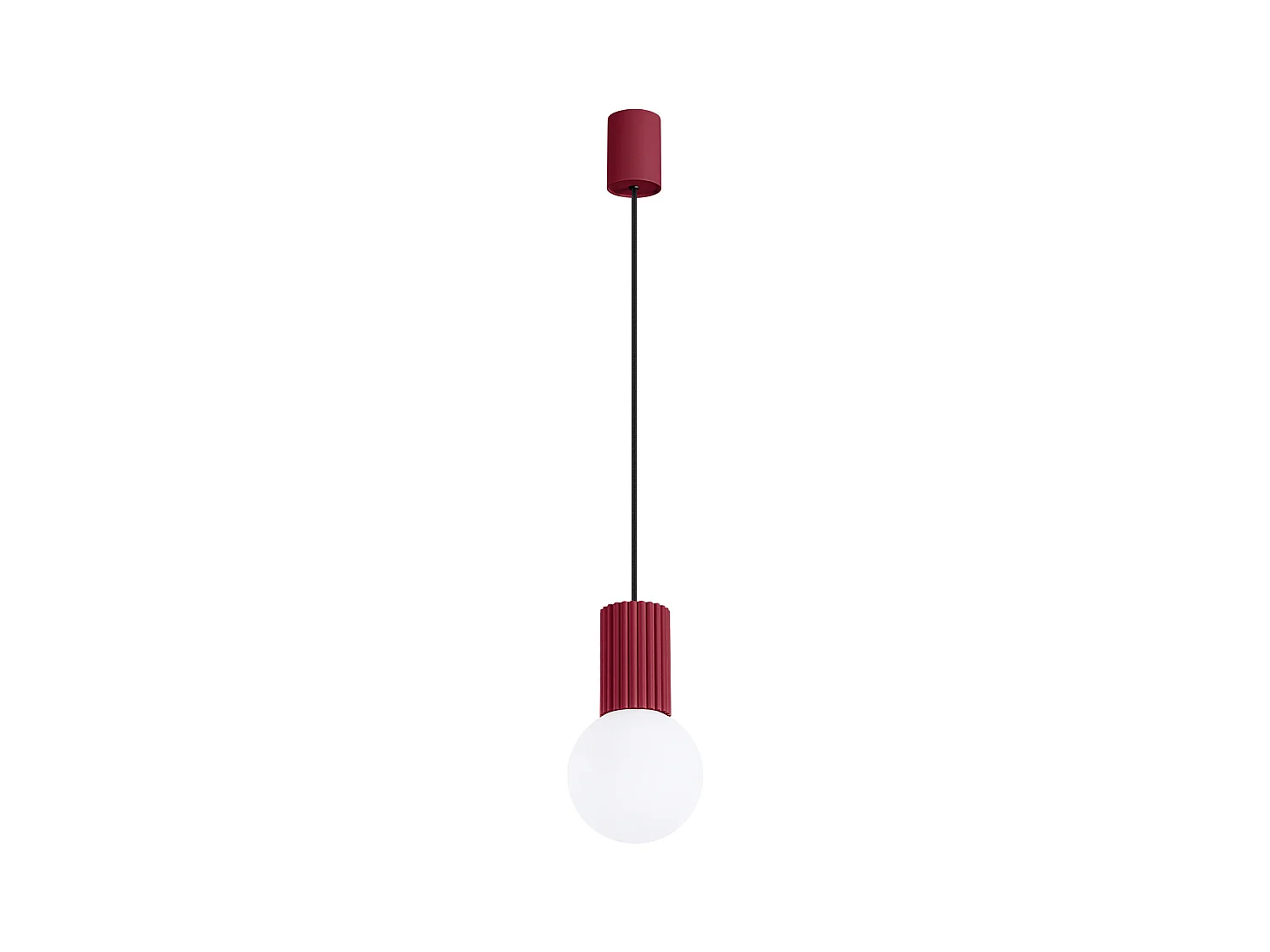 Lampe À Suspension Halo Moderne En Aluminium/Verre - 1 Sources Lumineuses - L.12 X H.120 Cm - Bourgogne
