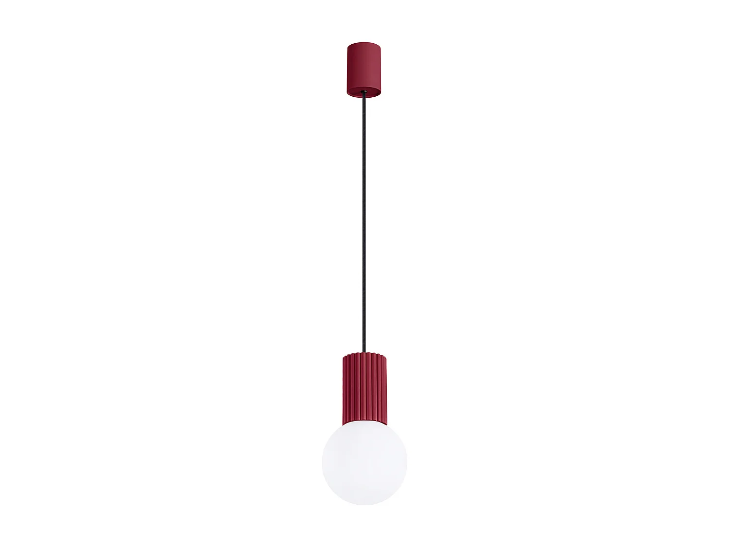 Lampe À Suspension Halo Moderne En Aluminium/Verre - 1 Sources Lumineuses - L.12 X H.120 Cm - Bourgogne