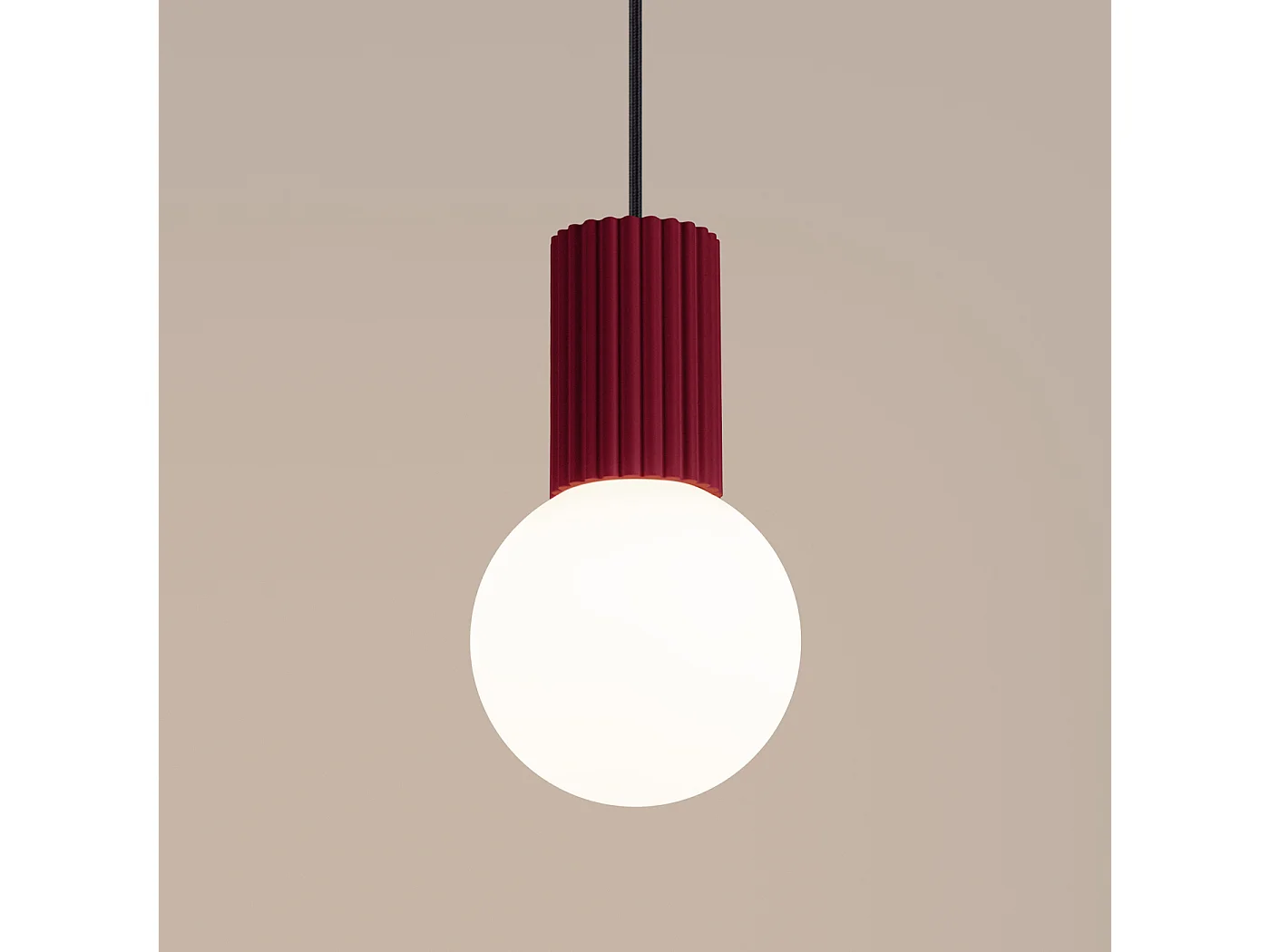 Lampe À Suspension Halo Moderne En Aluminium/Verre - 1 Sources Lumineuses - L.12 X H.120 Cm - Bourgogne