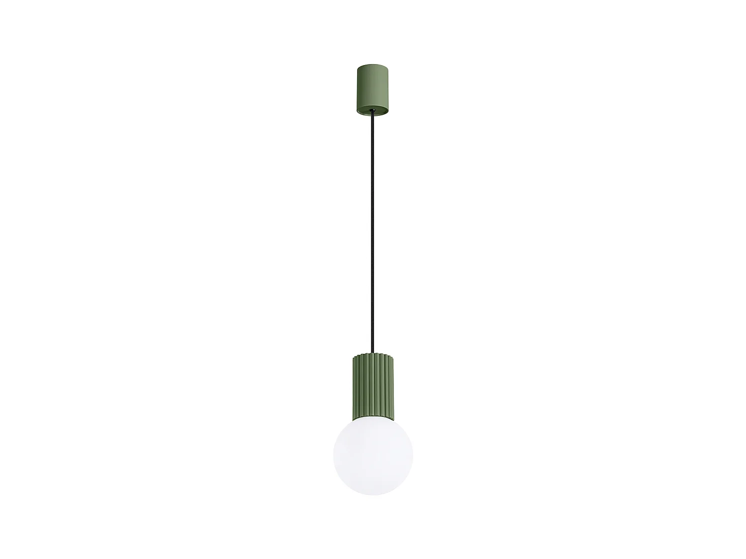 Lampe À Suspension Halo Moderne En Aluminium/Verre - 1 Sources Lumineuses - L.12 X H.120 Cm - Vert Olive