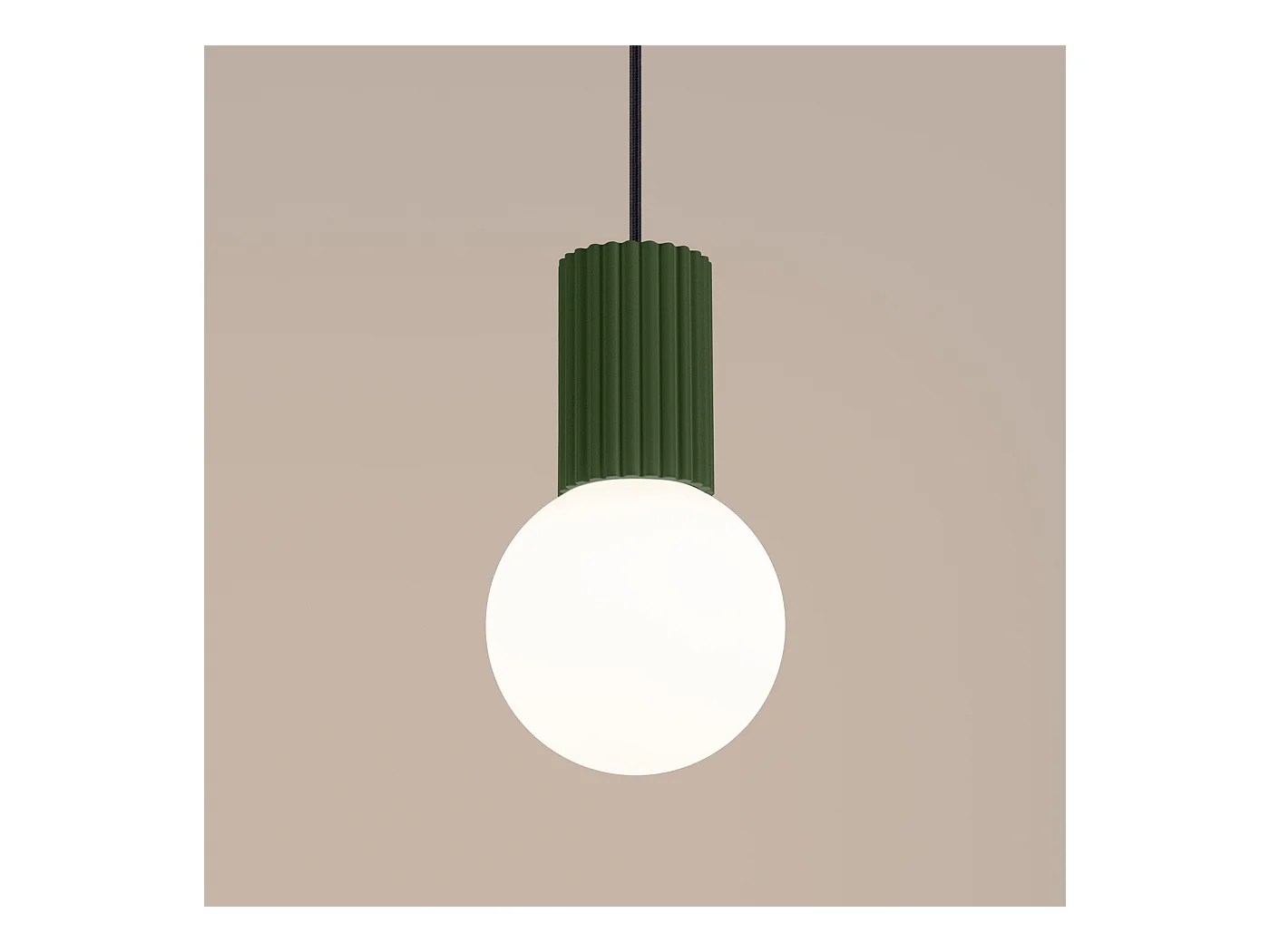 Lampe À Suspension Halo Moderne En Aluminium/Verre - 1 Sources Lumineuses - L.12 X H.120 Cm - Vert Olive