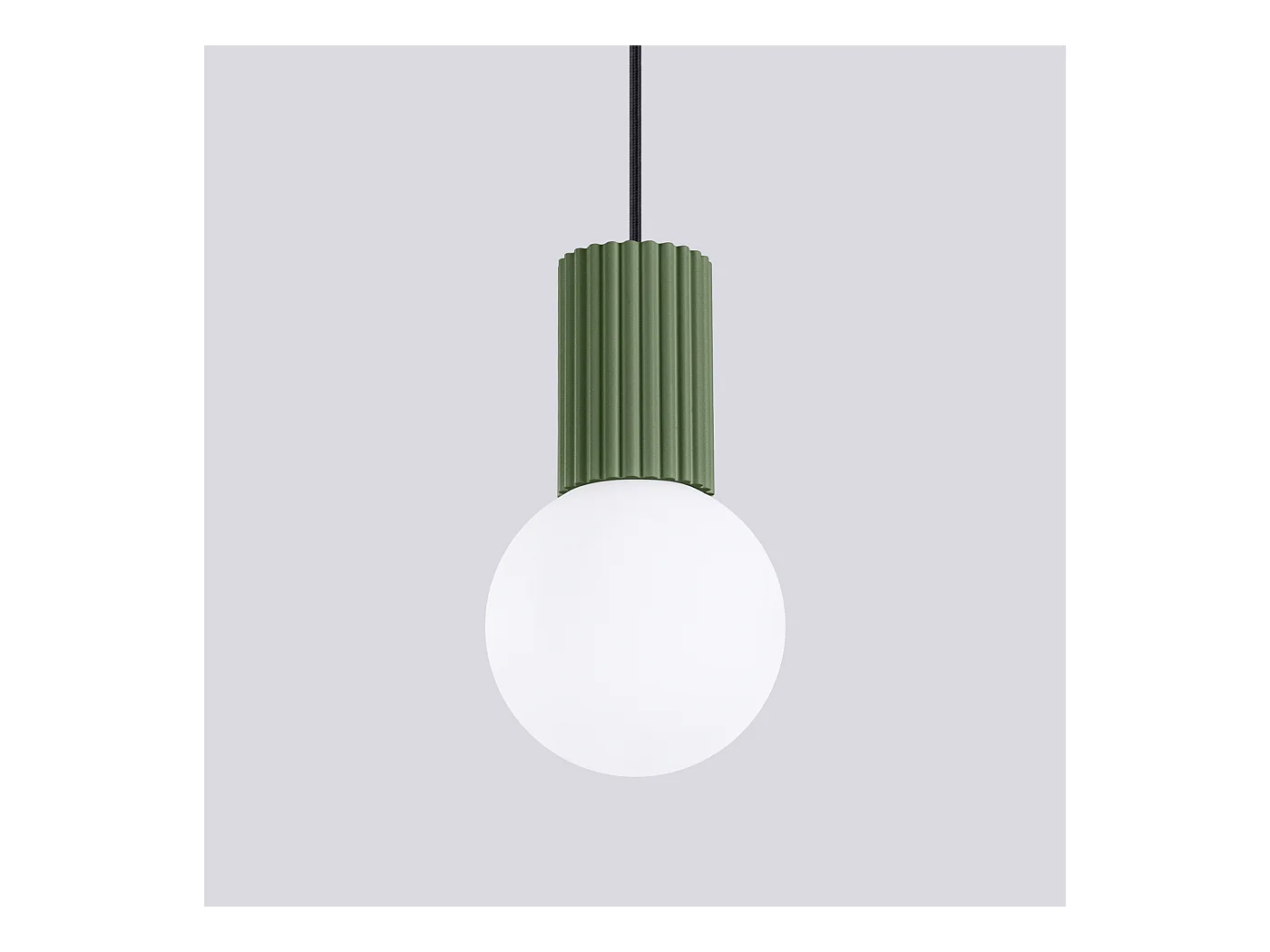 Lampe À Suspension Halo Moderne En Aluminium/Verre - 1 Sources Lumineuses - L.12 X H.120 Cm - Vert Olive