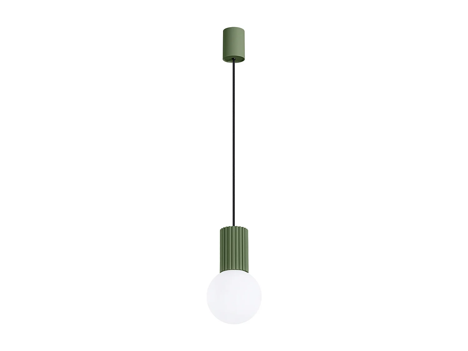 Lampe À Suspension Halo Moderne En Aluminium/Verre - 1 Sources Lumineuses - L.12 X H.120 Cm - Vert Olive