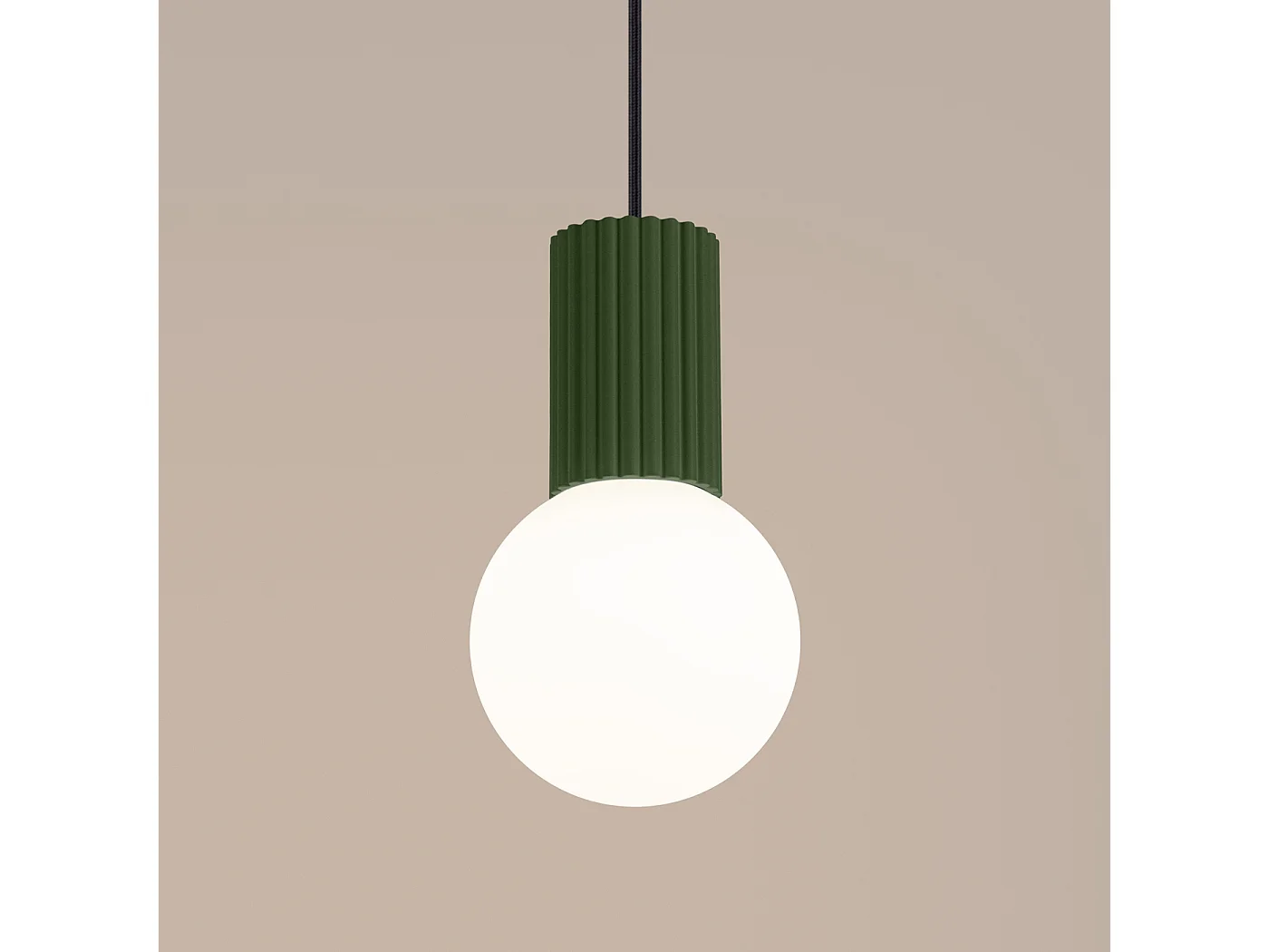Lampe À Suspension Halo Moderne En Aluminium/Verre - 1 Sources Lumineuses - L.12 X H.120 Cm - Vert Olive