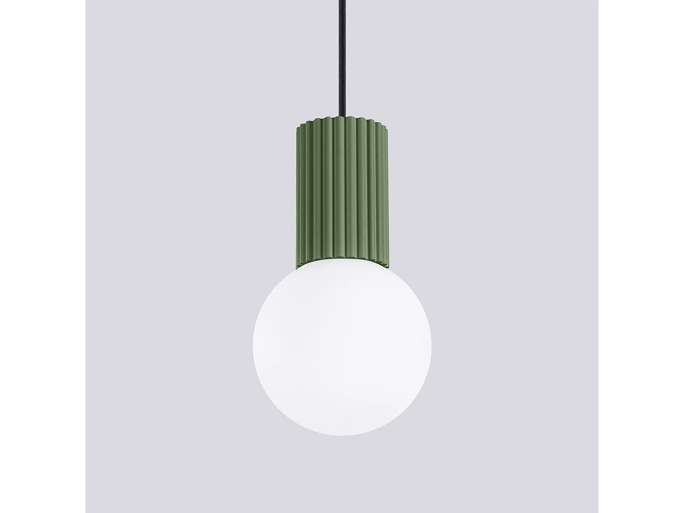 Lampe À Suspension Halo Moderne En Aluminium/Verre - 1 Sources Lumineuses - L.12 X H.120 Cm - Vert Olive