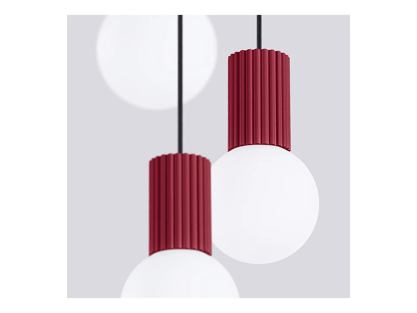 Lampe À Suspension Halo Moderne En Aluminium/Verre - 3 Sources Lumineuses - L.25 X H.125 Cm - Bourgogne