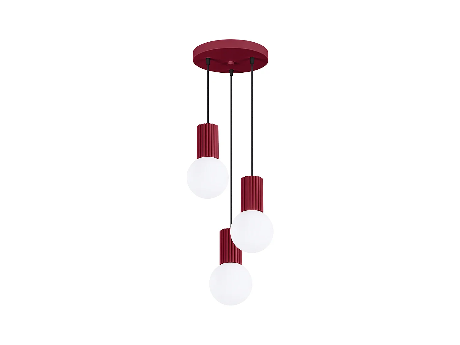 Lampe À Suspension Halo Moderne En Aluminium/Verre - 3 Sources Lumineuses - L.25 X H.125 Cm - Bourgogne