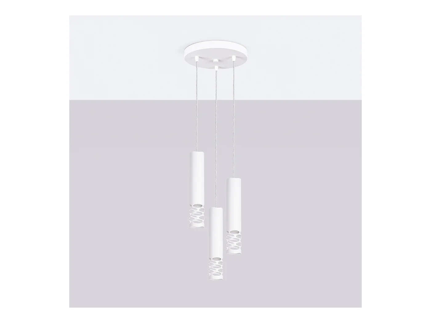 Lampe À Suspension Liro Moderne En Acier - 3 Sources Lumineuses - L.25 X H.125 Cm - Blanc