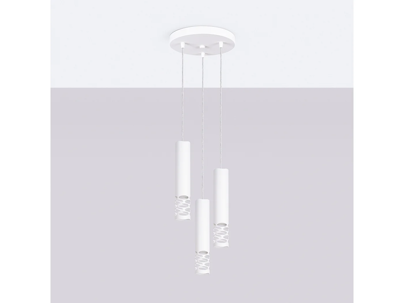 Lámpara Colgante Liro Moderno De Acero - 3 Fuentes Luminosas - L.25 X A.125 Cm - Blanco