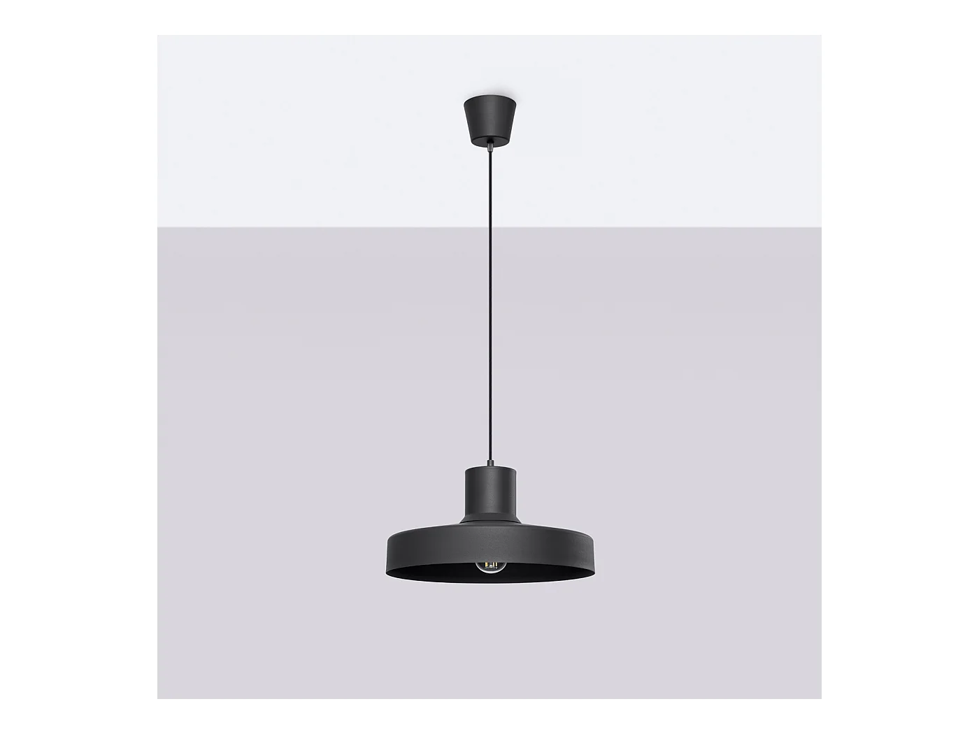 Lampe À Suspension Bilo Moderne En Acier - 1 Sources Lumineuses - L.35 X H.120 Cm - Noir