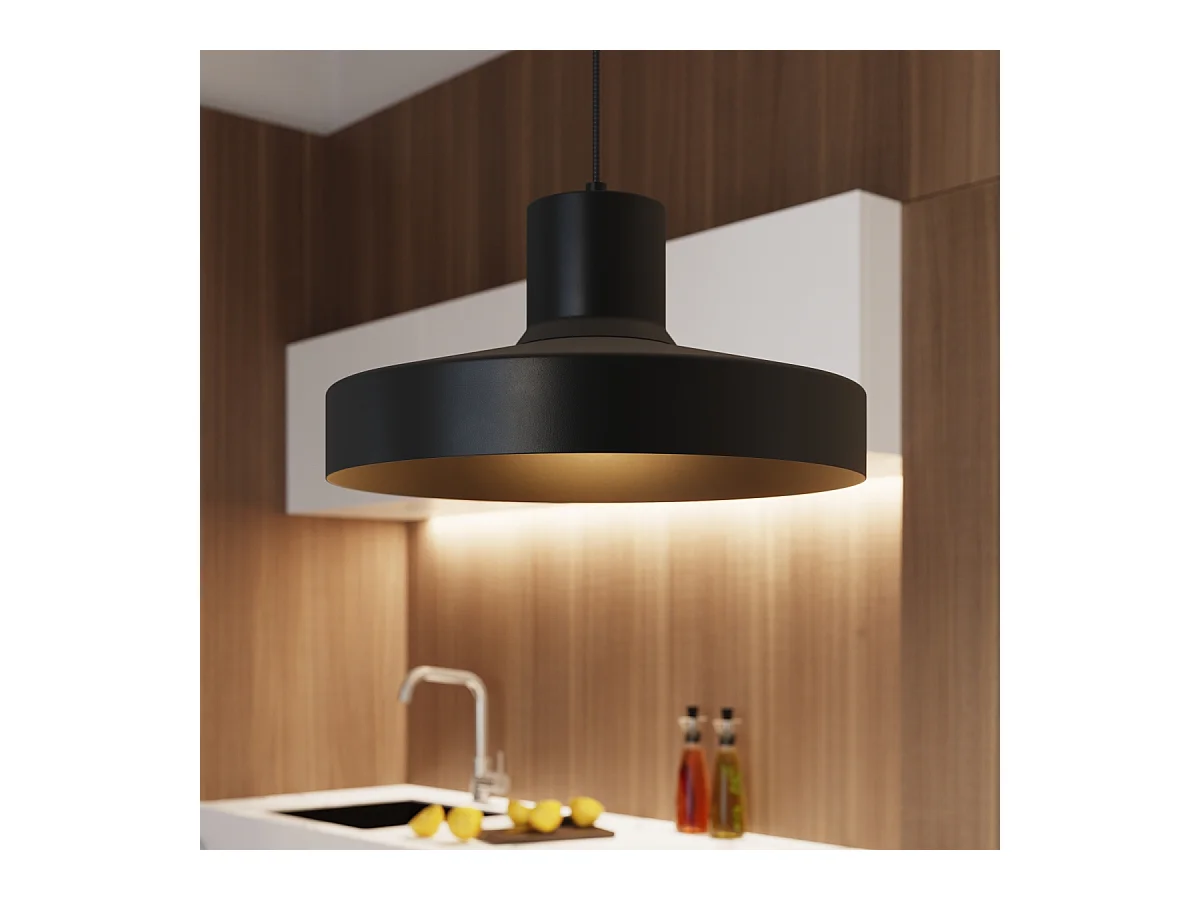 Lampe À Suspension Bilo Moderne En Acier - 1 Sources Lumineuses - L.35 X H.120 Cm - Noir