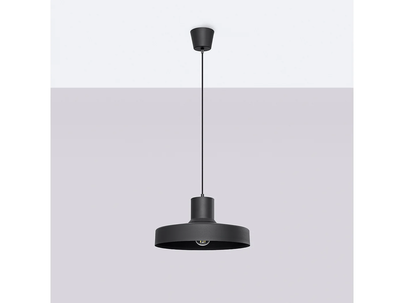 Lampe À Suspension Bilo Moderne En Acier - 1 Sources Lumineuses - L.35 X H.120 Cm - Noir
