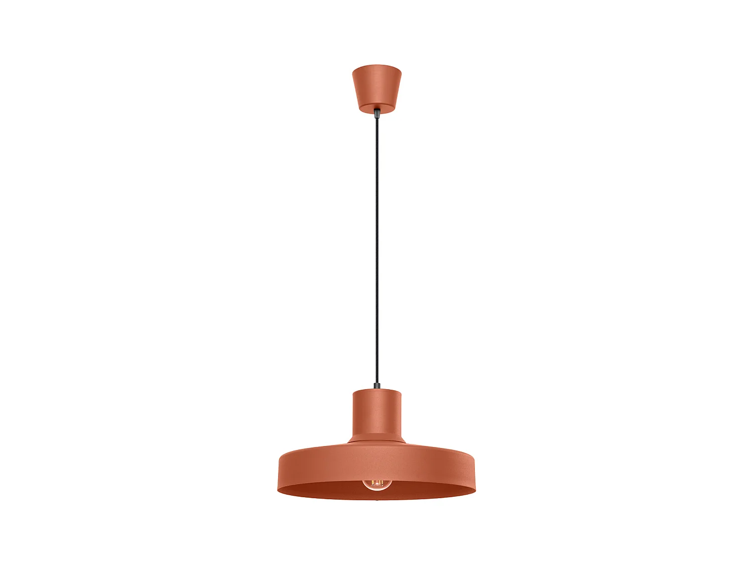 Lampe À Suspension Bilo Moderne En Acier - 1 Sources Lumineuses - L.35 X H.120 Cm - Ocre Rouge