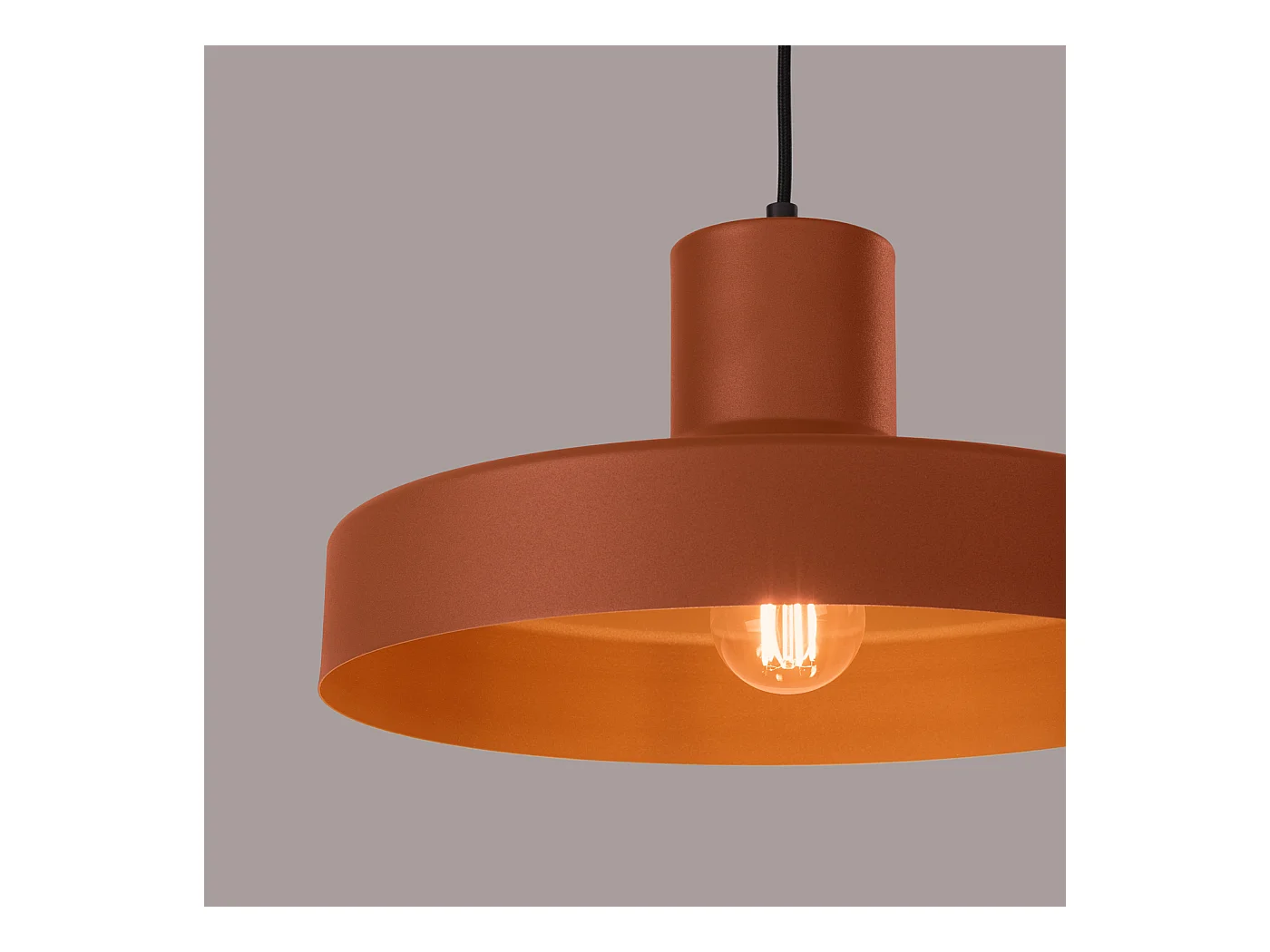 Lampe À Suspension Bilo Moderne En Acier - 1 Sources Lumineuses - L.35 X H.120 Cm - Ocre Rouge