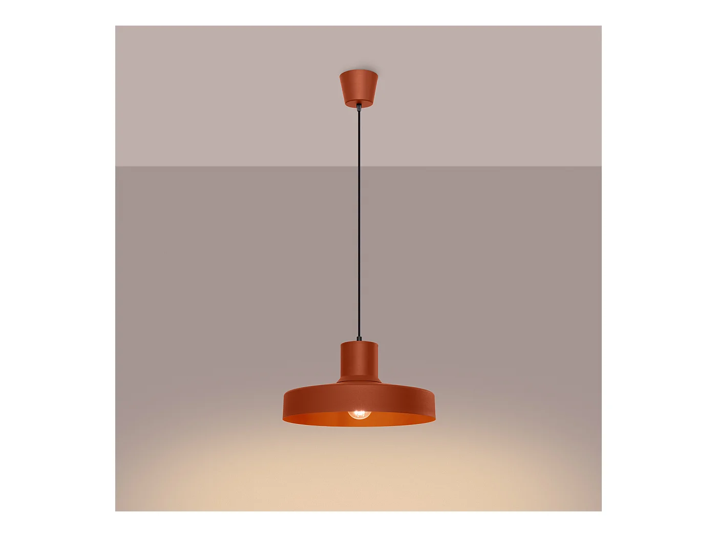 Lampe À Suspension Bilo Moderne En Acier - 1 Sources Lumineuses - L.35 X H.120 Cm - Ocre Rouge