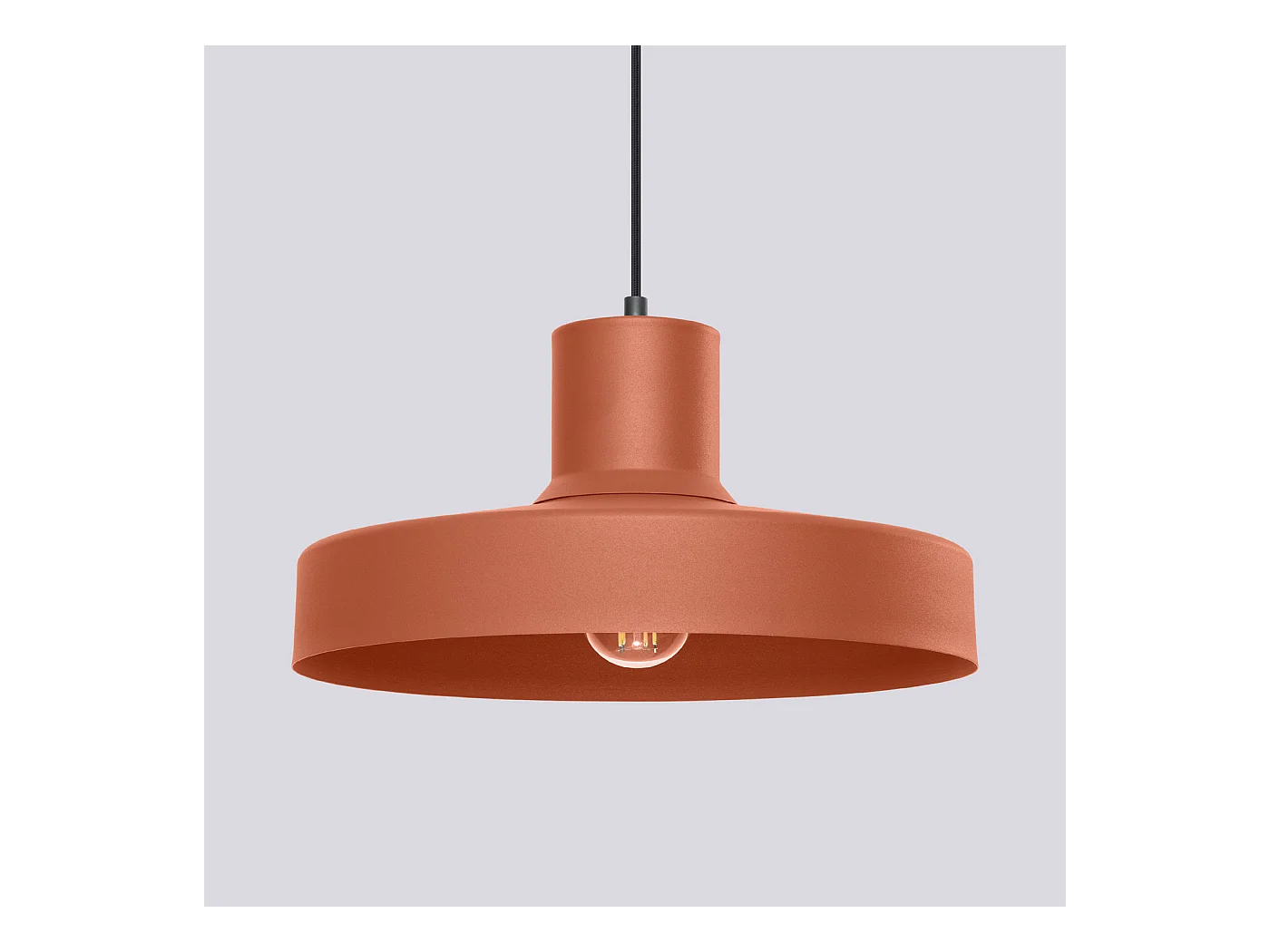 Lampe À Suspension Bilo Moderne En Acier - 1 Sources Lumineuses - L.35 X H.120 Cm - Ocre Rouge