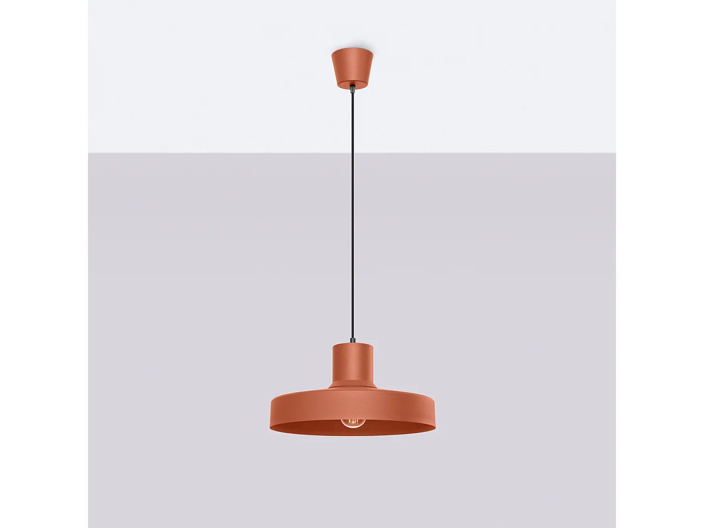 Lampe À Suspension Bilo Moderne En Acier - 1 Sources Lumineuses - L.35 X H.120 Cm - Ocre Rouge