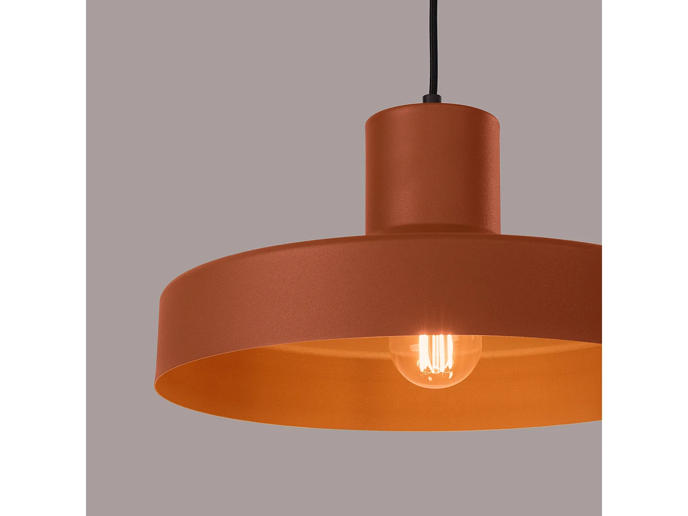 Lampe À Suspension Bilo Moderne En Acier - 1 Sources Lumineuses - L.35 X H.120 Cm - Ocre Rouge