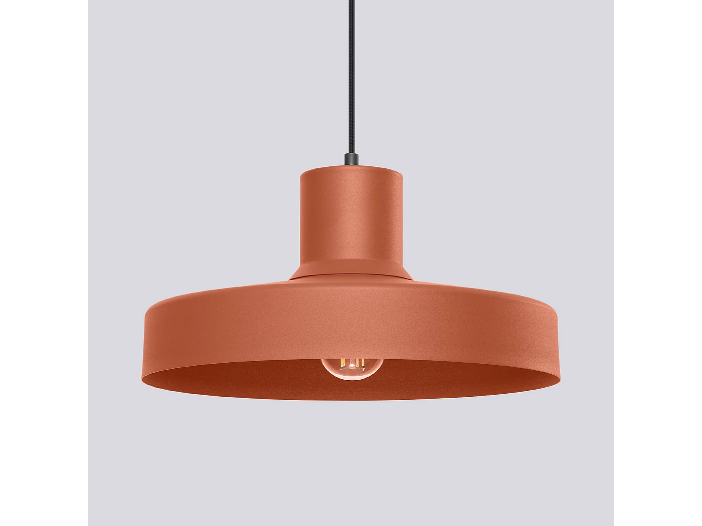 Lampe À Suspension Bilo Moderne En Acier - 1 Sources Lumineuses - L.35 X H.120 Cm - Ocre Rouge