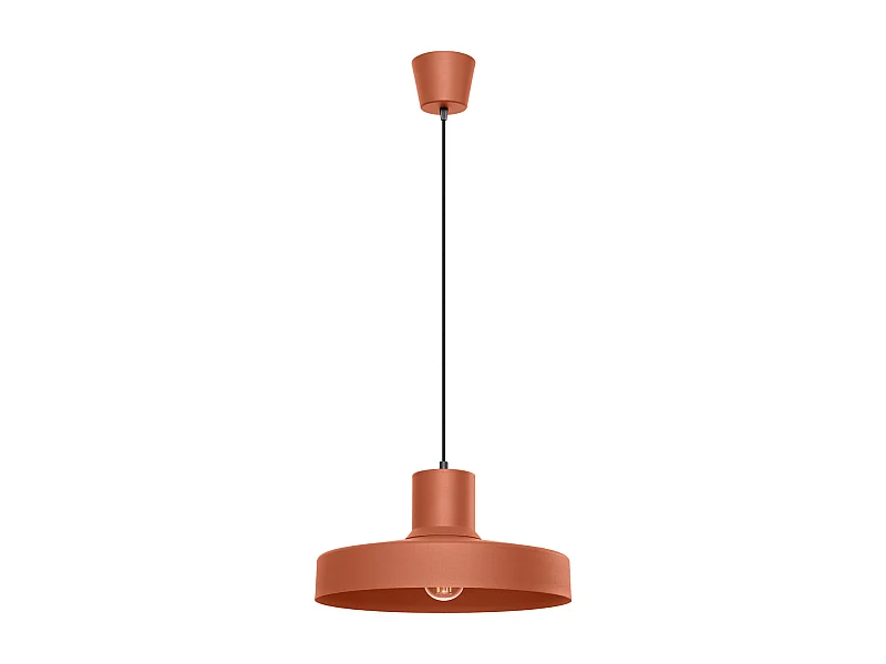 Lampe À Suspension Bilo Moderne En Acier - 1 Sources Lumineuses - L.35 X H.120 Cm - Ocre Rouge