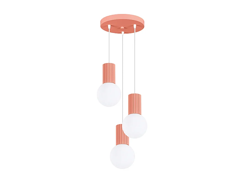 Lampa Wisząca Nowoczesny Halo, Aluminium/Szkło - 3 Źródło - L.25 X H.125 Cm - Brzoskwiniowy