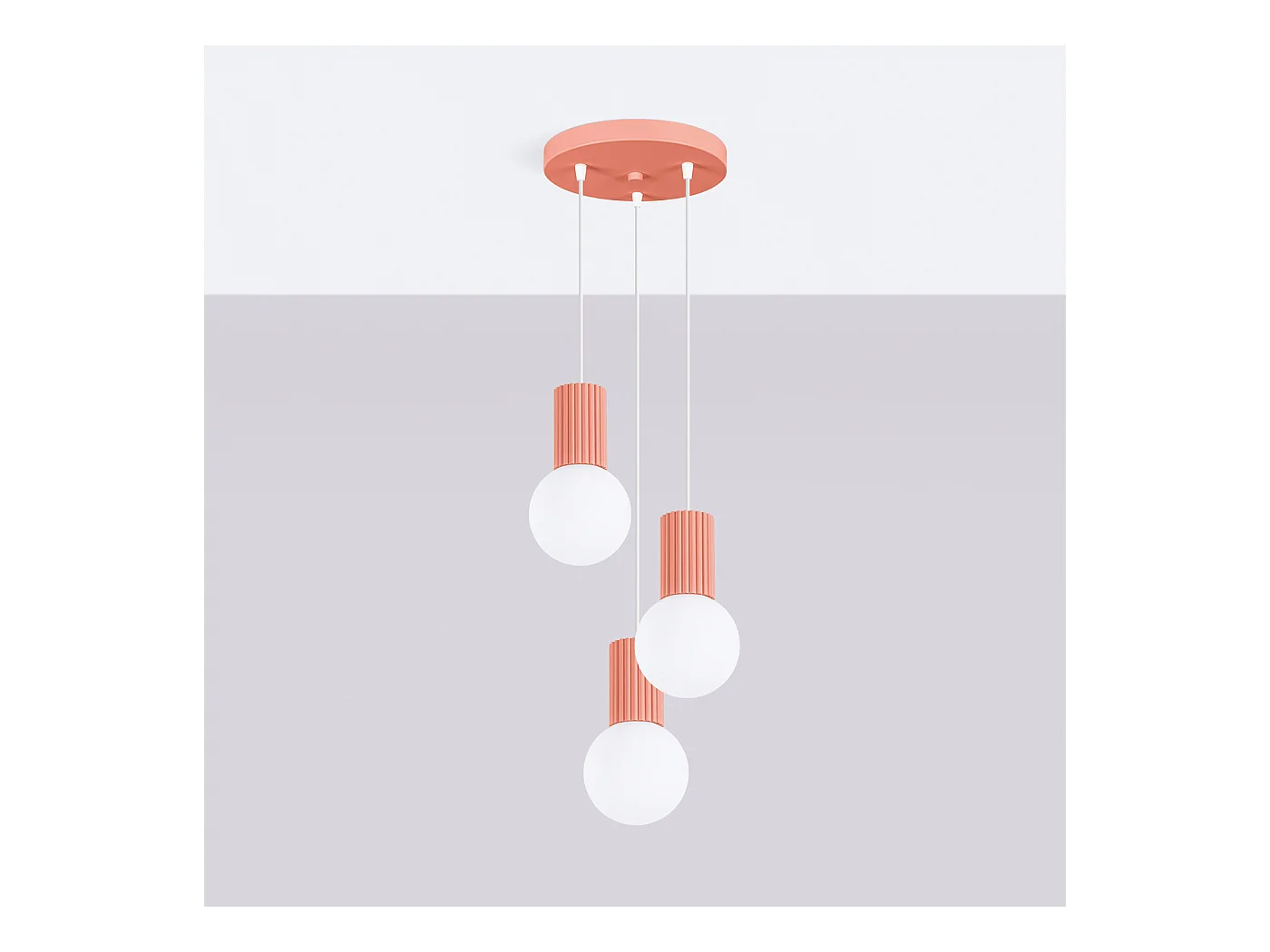 Lampe À Suspension Halo Moderne En Aluminium/Verre - 3 Sources Lumineuses - L.25 X H.125 Cm - Pêche