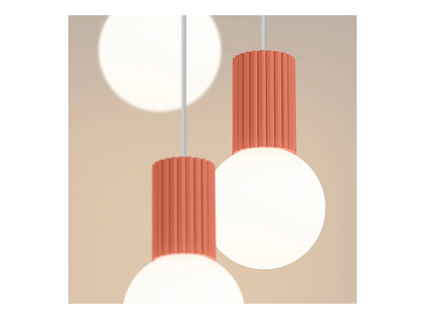 Lampe À Suspension Halo Moderne En Aluminium/Verre - 3 Sources Lumineuses - L.25 X H.125 Cm - Pêche