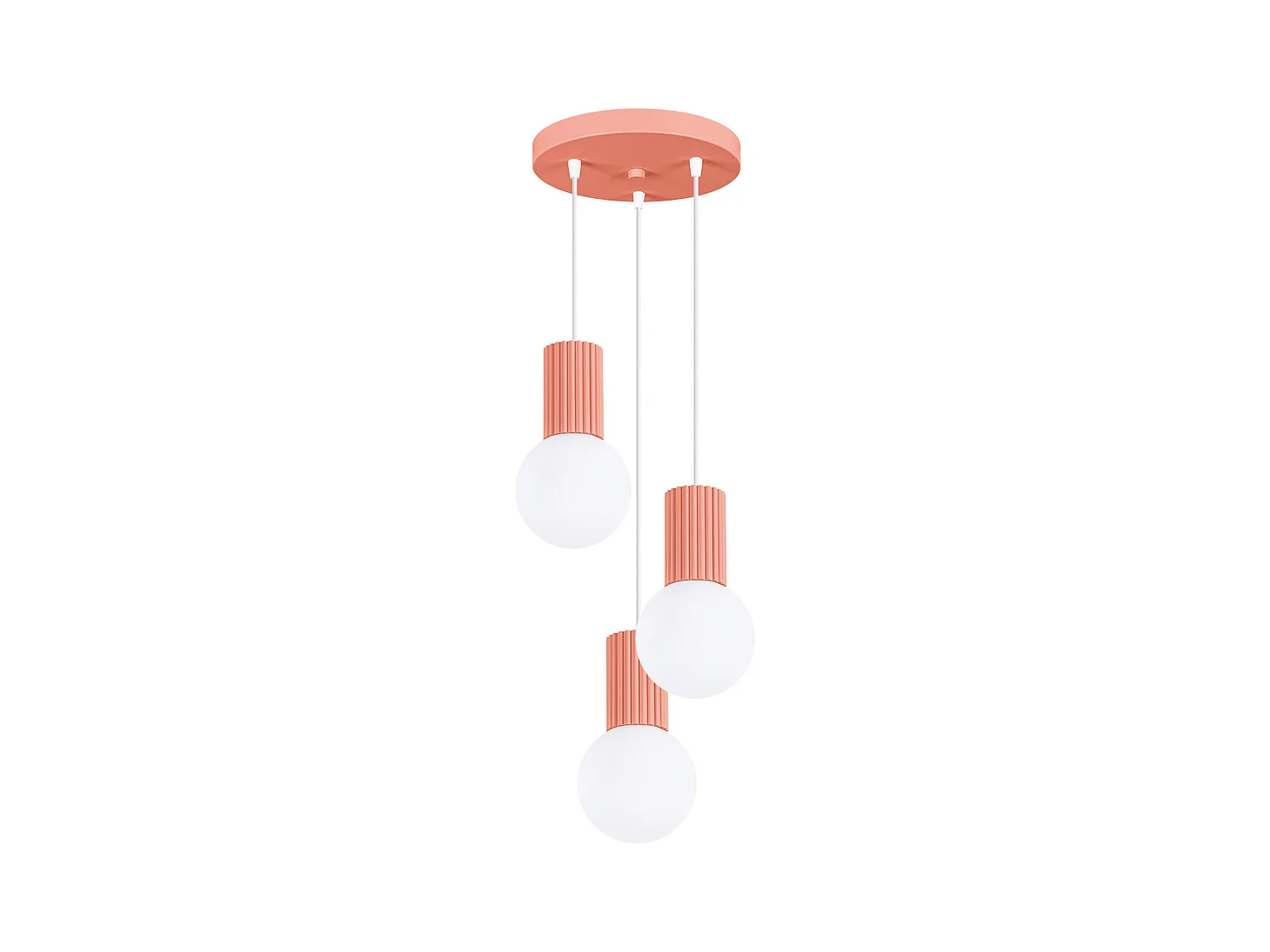 Lampe À Suspension Halo Moderne En Aluminium/Verre - 3 Sources Lumineuses - L.25 X H.125 Cm - Pêche
