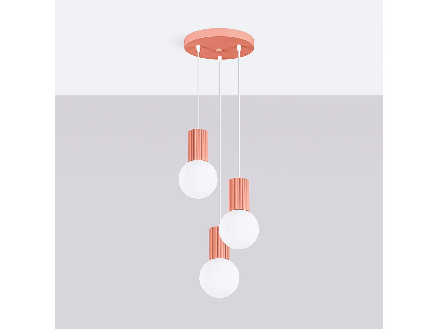 Lampe À Suspension Halo Moderne En Aluminium/Verre - 3 Sources Lumineuses - L.25 X H.125 Cm - Pêche