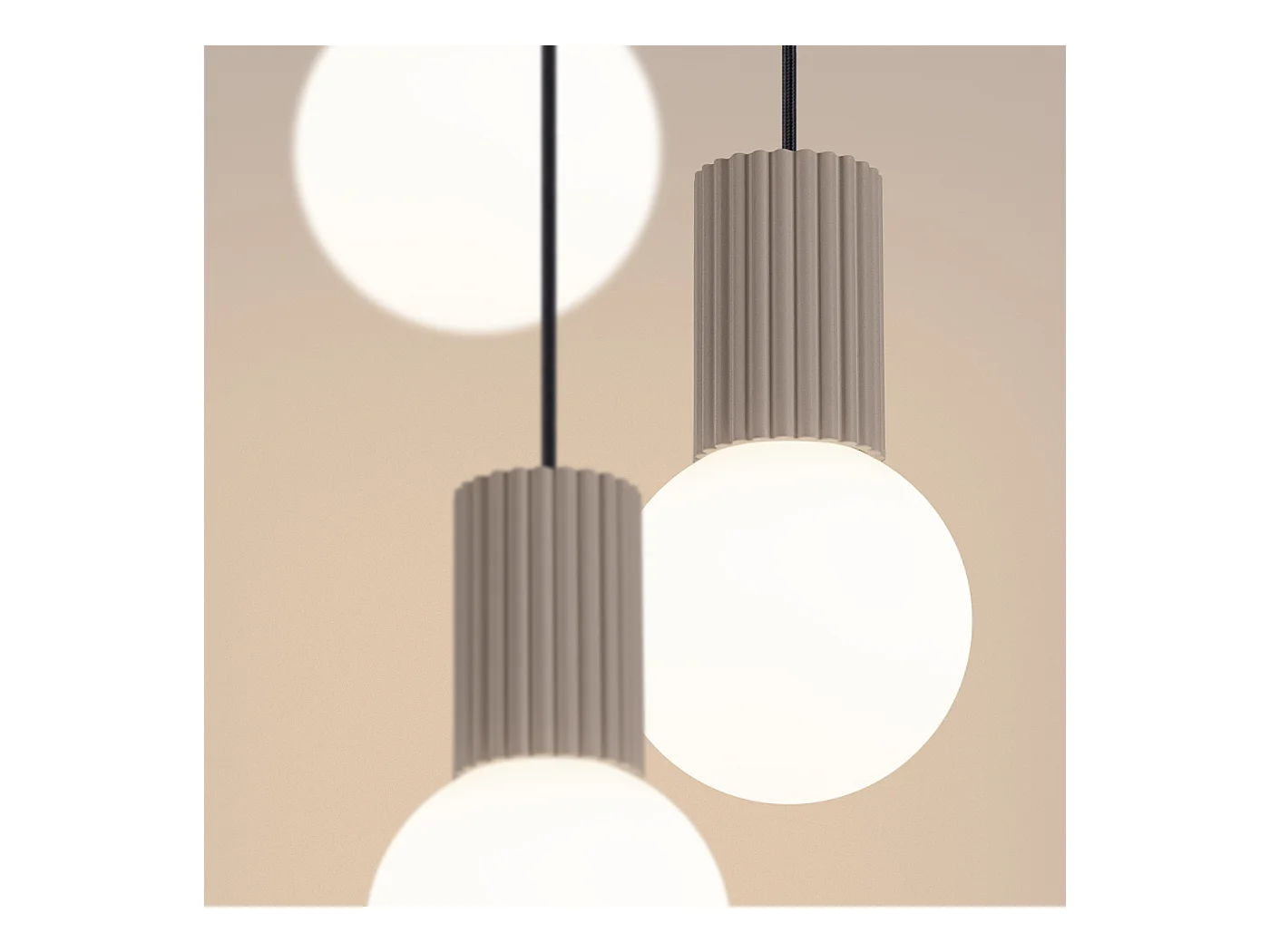 Lampe À Suspension Halo Moderne En Aluminium/Verre - 3 Sources Lumineuses - L.25 X H.125 Cm - Taupe