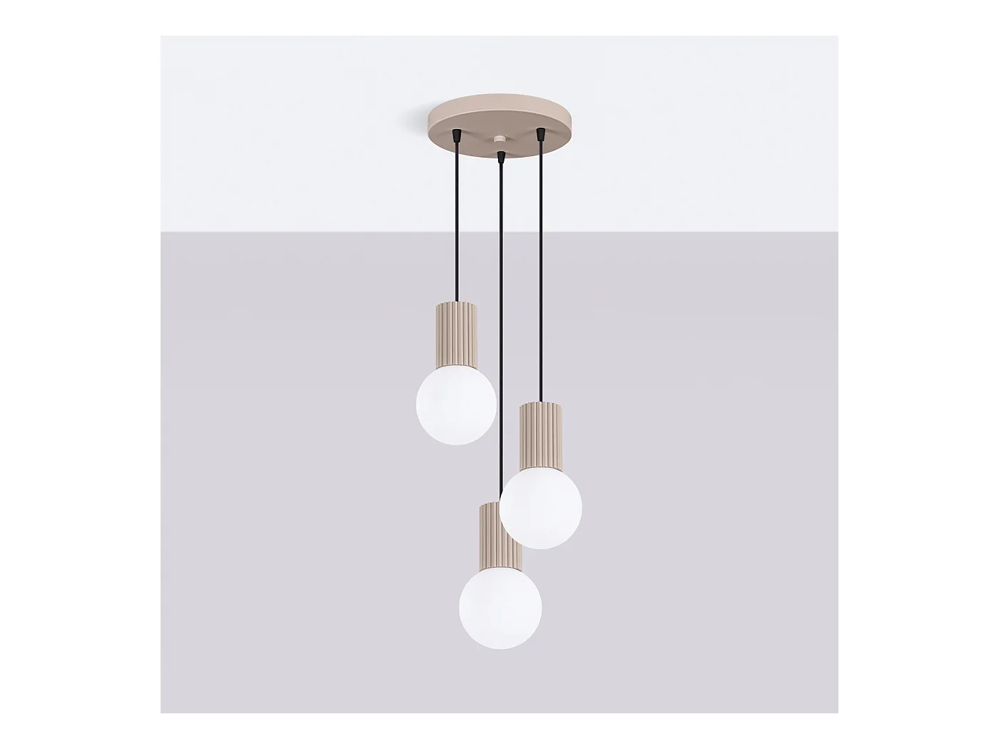 Pendelleuchte Halo Modern Aus  Aluminium/Glas - 3 Lichtquellen - L.25 X H. Cm - Taupe