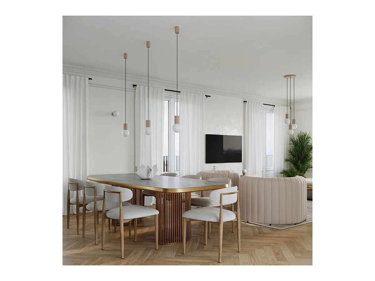 Pendelleuchte Halo Modern Aus  Aluminium/Glas - 3 Lichtquellen - L.25 X H. Cm - Taupe