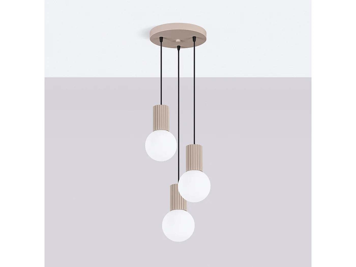 Lampe À Suspension Halo Moderne En Aluminium/Verre - 3 Sources Lumineuses - L.25 X H.125 Cm - Taupe