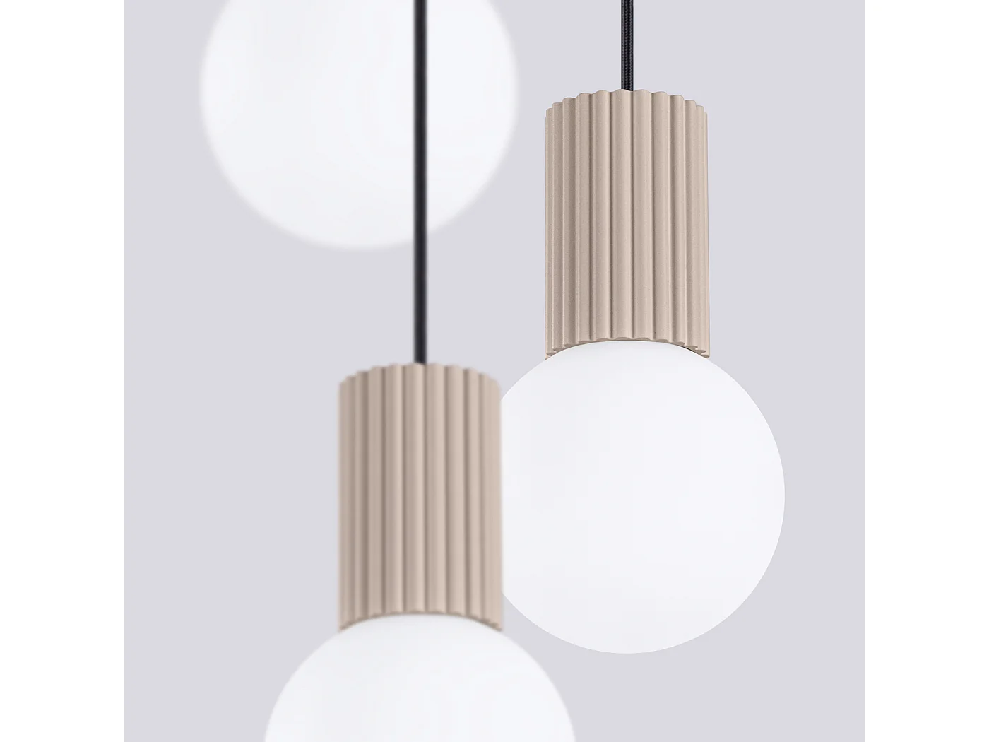Lampe À Suspension Halo Moderne En Aluminium/Verre - 3 Sources Lumineuses - L.25 X H.125 Cm - Taupe