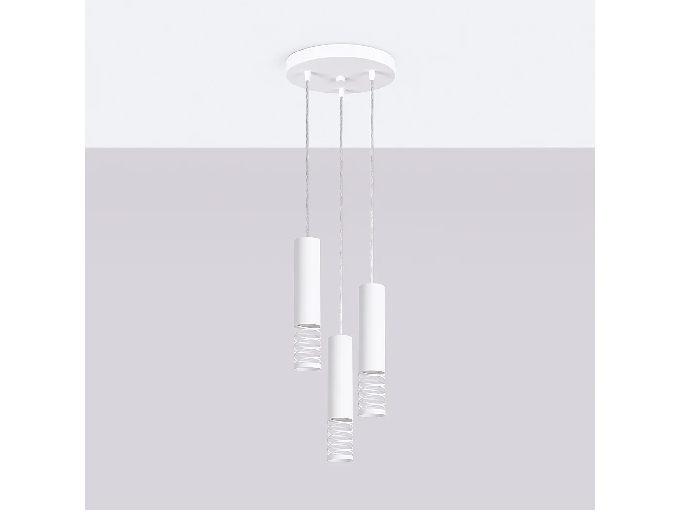 Lámpara Colgante Lami Moderno De Acero - 3 Fuentes Luminosas - L.25 X A.125 Cm - Blanco