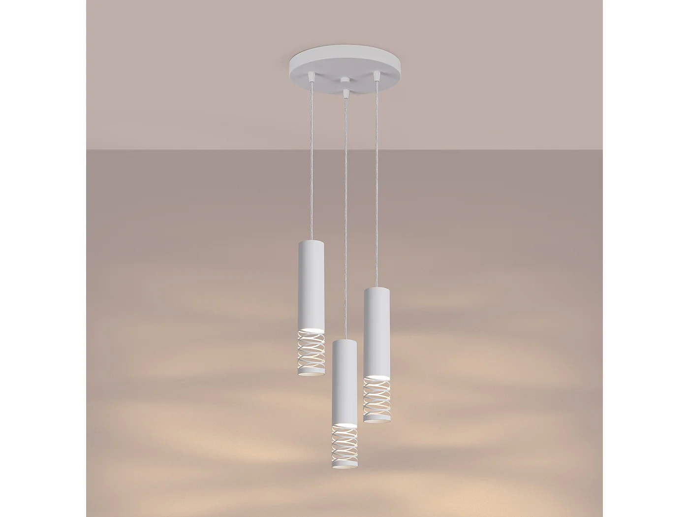 Lámpara Colgante Lami Moderno De Acero - 3 Fuentes Luminosas - L.25 X A.125 Cm - Blanco