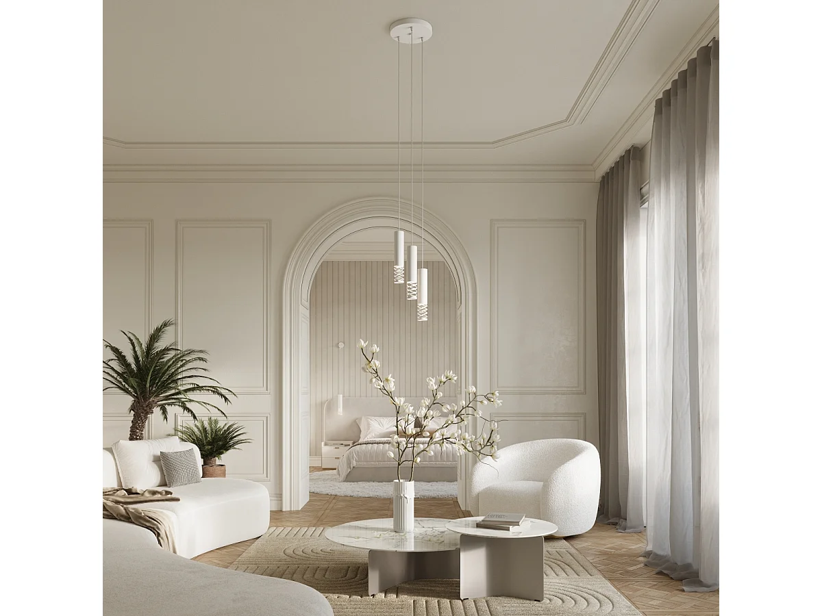 Lámpara Colgante Lami Moderno De Acero - 3 Fuentes Luminosas - L.25 X A.125 Cm - Blanco