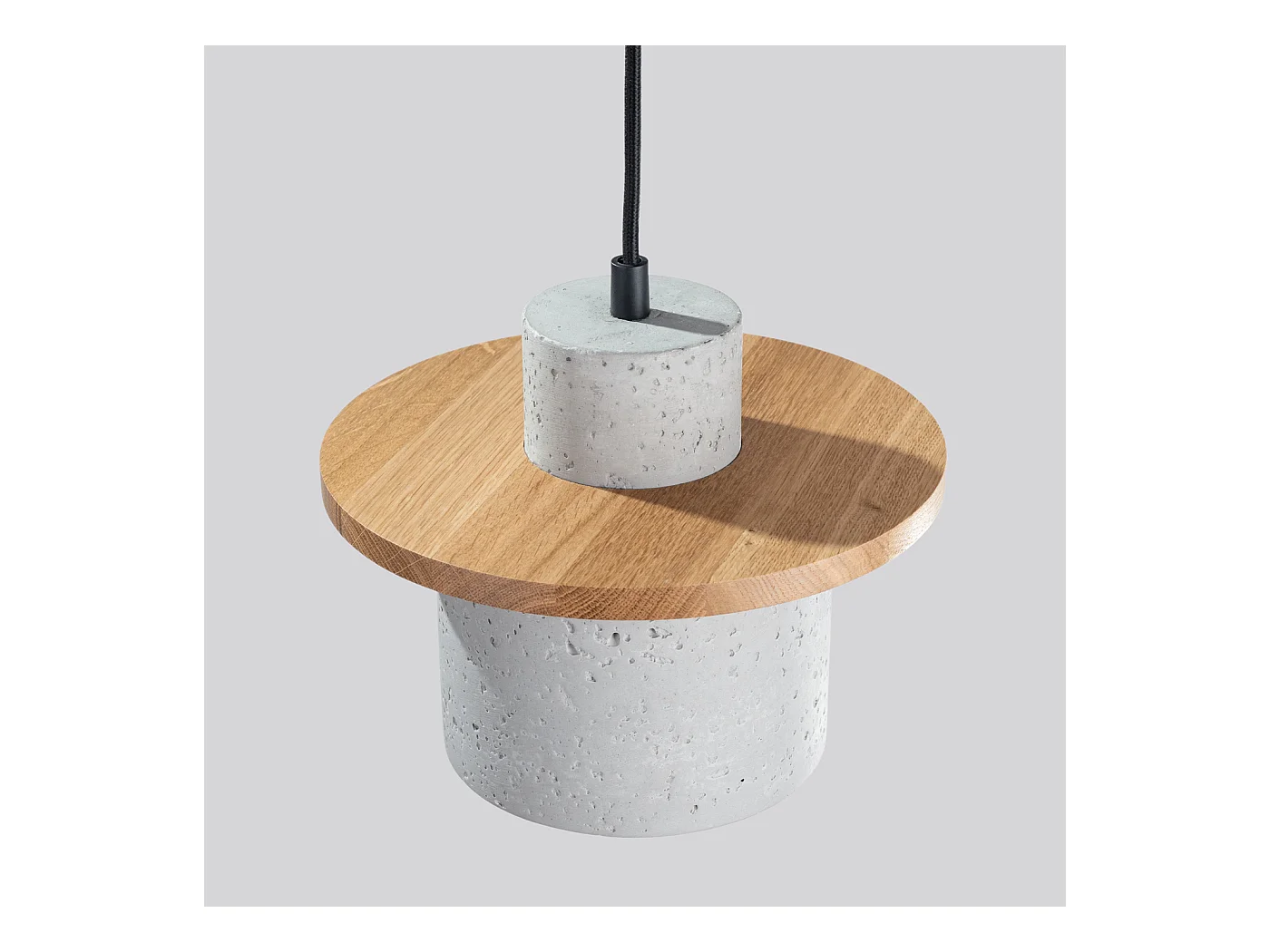 Lampe À Suspension Mab Moderne En Béton/Bois - 1 Sources Lumineuses - L.22 X H.125 Cm - Gris/Bois Naturel